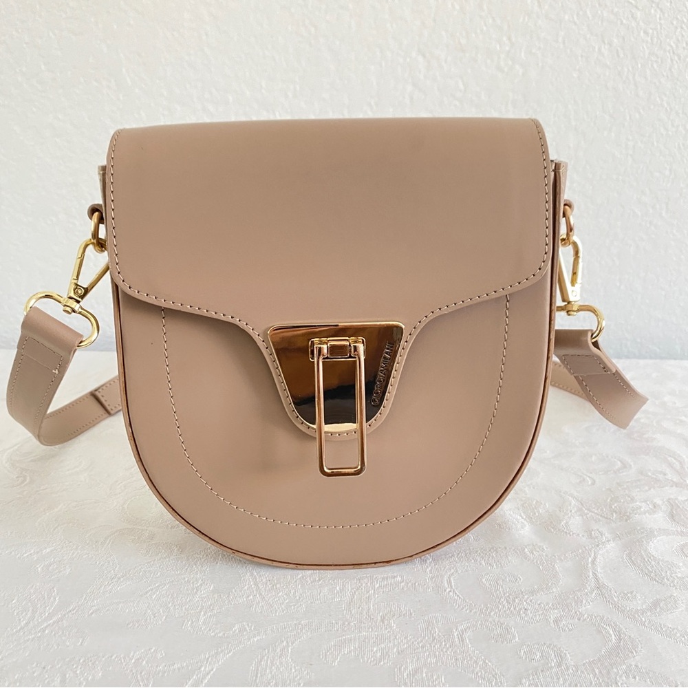 Giorgia Milani tan flap structured Crossbody Bag